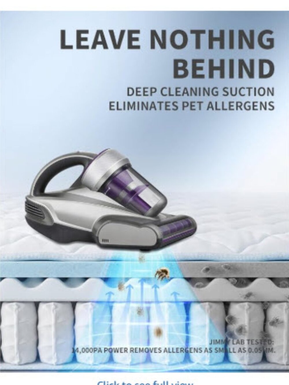 Jimmy Mattress Vacuum Cleaner, Anti-allergen Bed Vacuum Cleaner with UV-C Light